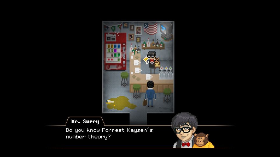 Mr. Swery (in his cubicle): "Do you know Forrest Kaysen's number theory?"